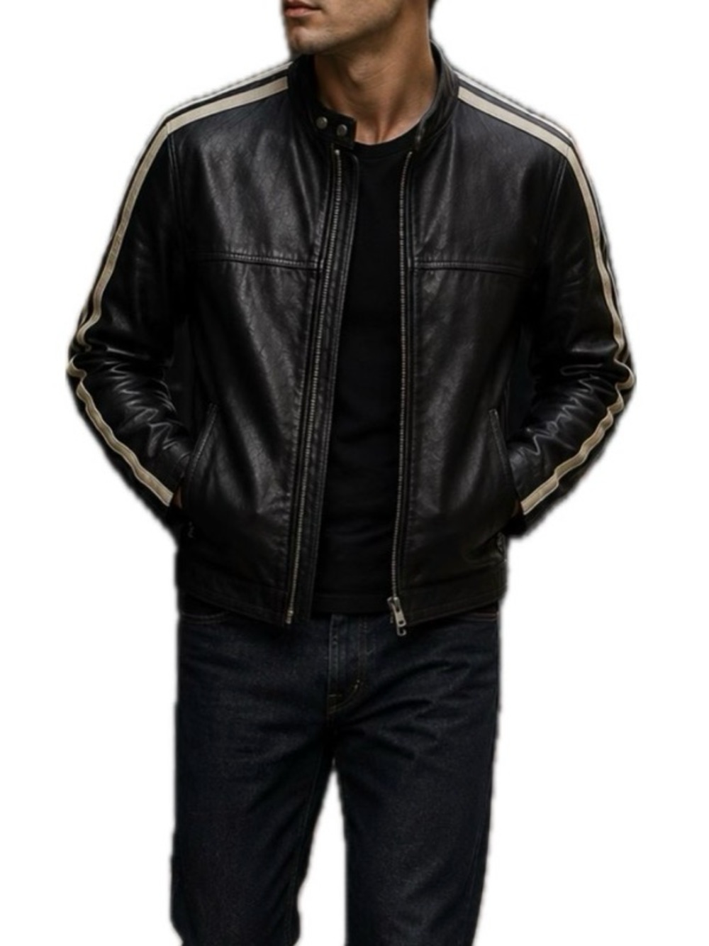 Premium Denim Moto Jacket. Size M